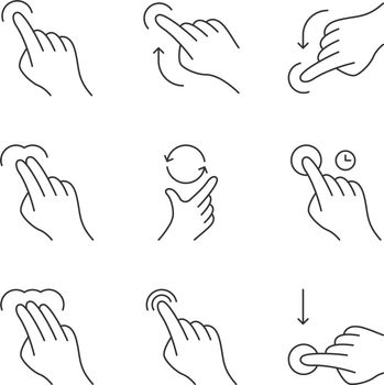 Touchscreen gestures linear icons set