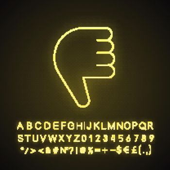 Thumbs down emoji neon light icon