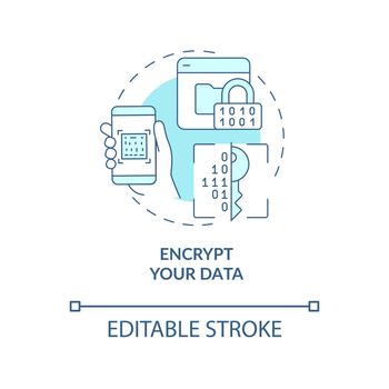 Data encryption data safety method concept icon