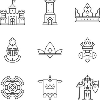 Medieval linear icons set
