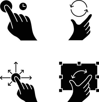 Touchscreen gestures glyph icons set