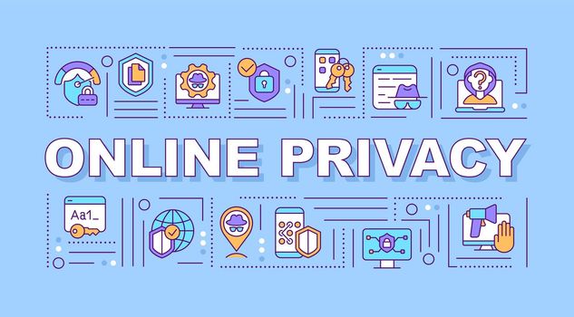 Online privacy and data protection word concepts banner