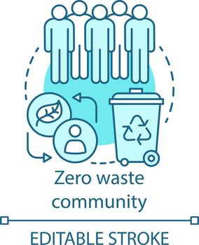 Zero waste lifestyle community and eco, friendly living society concept icon. Environmental issues and communication idea thin line illustration. Vector isolated outline drawing. Editable stroke
