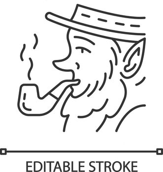 Leprechaun with pipe linear icon