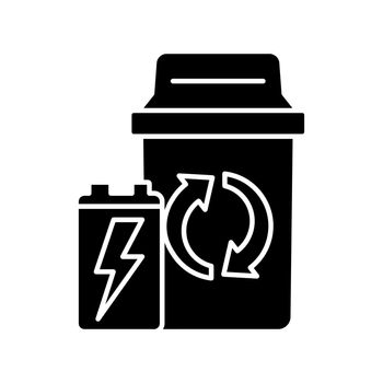 Container for battery disposal black glyph icon