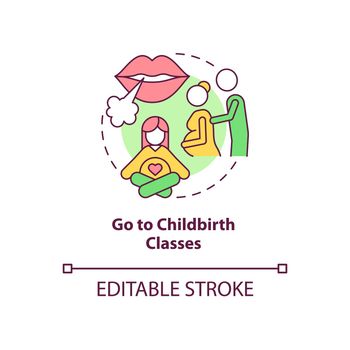 Go to childbirth classes concept icon