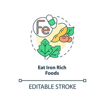 Eat iron rich foods concept icon