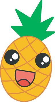 Pineapple cute kawaii vector character