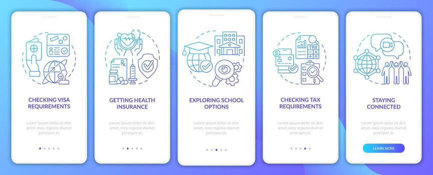 Things to consider when moving blue gradient onboarding mobile app page screen