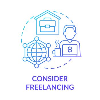 Consider freelancing blue gradient concept icon