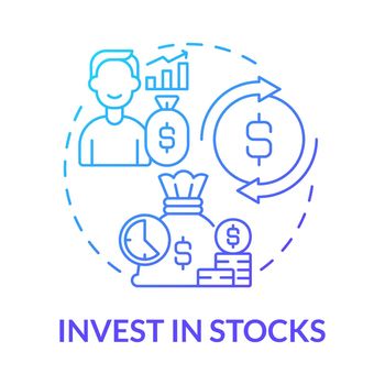 Invest in stocks blue gradient concept icon