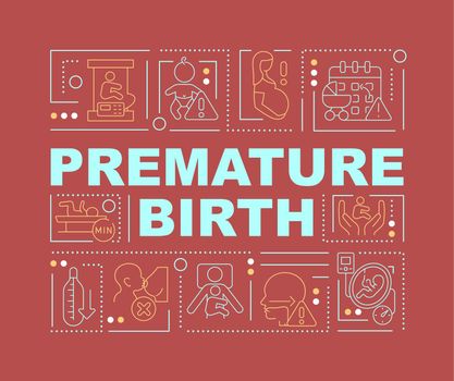 Preterm labor and birth word concepts banner