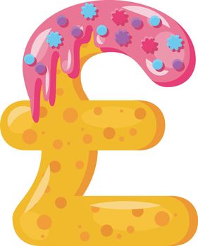 Donut cartoon pound sterling symbol vector illustration