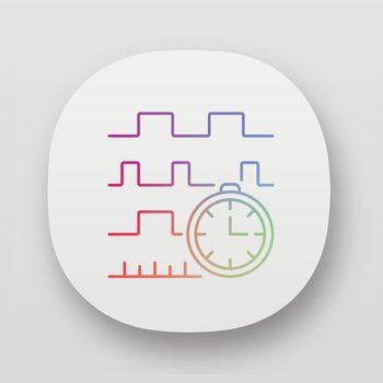 Timing diagram app icon. Signals set in time domain. Process chart. Timing relationships description. Digital science. UI/UX user interface. Web or mobile applications. Vector isolated illustrations