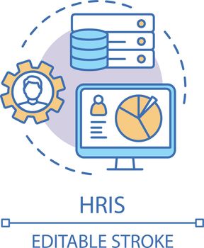 HRIS concept icon. HR software idea thin line illustration