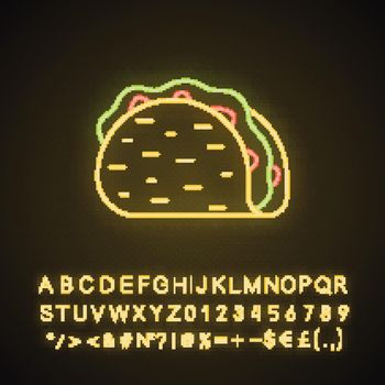 Taco neon light icon