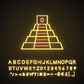 Mexican pyramid neon light icon