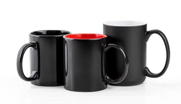 Set of three black cups