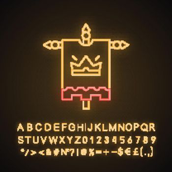 Medieval king flag neon light icon