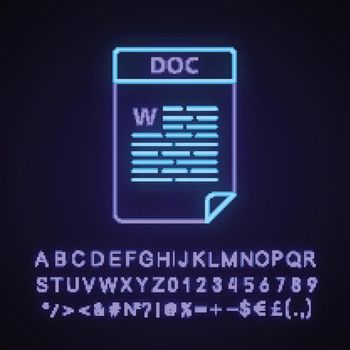 DOC file neon light icon