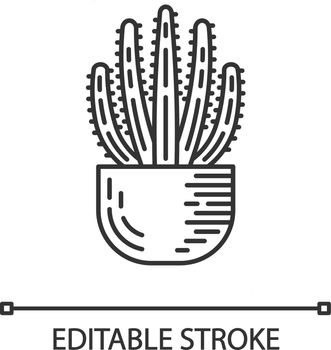 Organ pipe cactus in pot linear icon