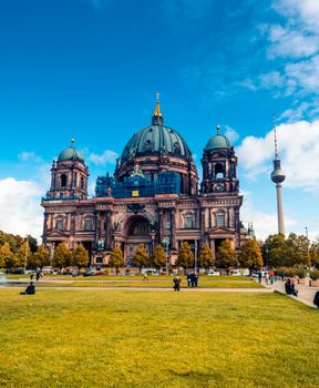 Majestic Berlin Cathedral under blue sky