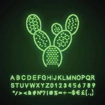 Bunny ears cactus neon light icon