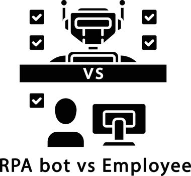 RPA bot vs employee glyph icon