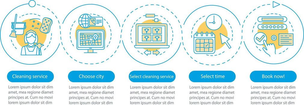 Cleaning service booking vector infographic template