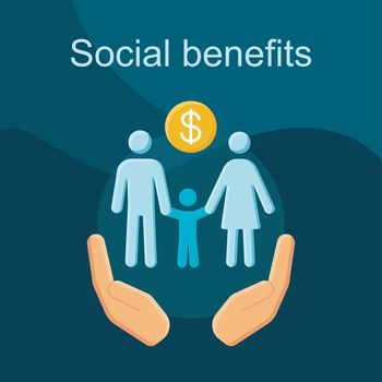 Social benefits flat concept vector icon