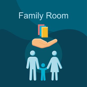Family room flat concept vector icon