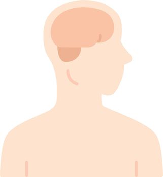 Healthy brain flat design long shadow color icon. Human organ in good health. Functioning nervous system. Internal body part in good shape. Wholesome mental health. Vector silhouette illustration