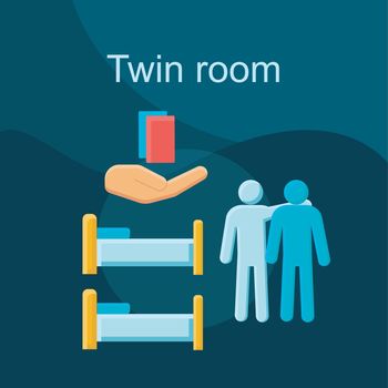 Twin room flat concept vector icon