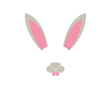 rabbit face elements set. Vector illustration. Animal character ears and nose. Video chart filter effect for selfie photo