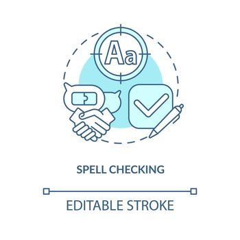 Spell checking blue concept icon