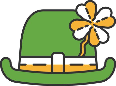 Bowler hat with four-leaf clover color icon