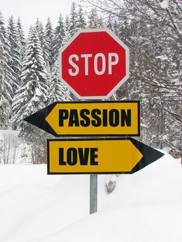 love&passion road sign in nature