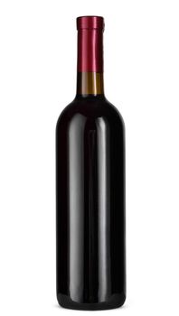 Wine bottle isolated on white background, front view