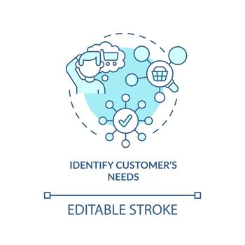 Identify customers needs blue concept icon