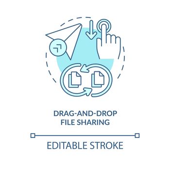 Drag and drop file sharing blue concept icon