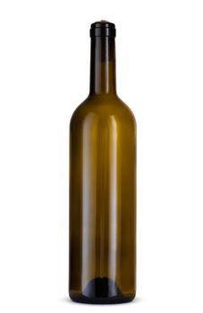 Wine bottle isolated on white background, front view