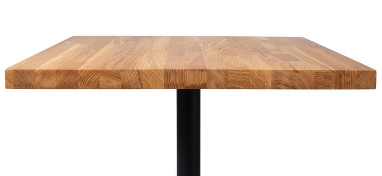 Wooden table with rectangle tabletop on white background