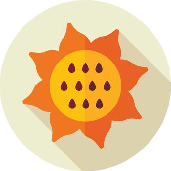 Sunflower flat icon with long shadow