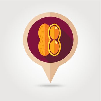 Peanut flat pin map icon. Vegetable vector