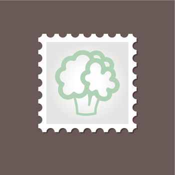Cauliflower stamp. Outline vector illustration