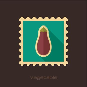 Eggplant flat stamp. Vegetable vector
