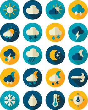 Meteorology Weather flat icons set