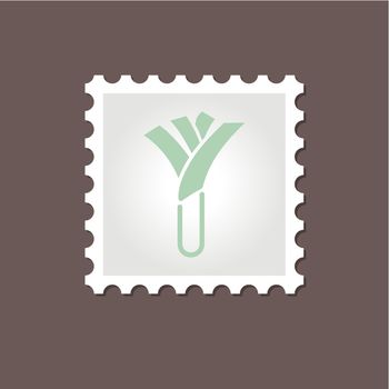 Leek stamp. Outline vector illustration