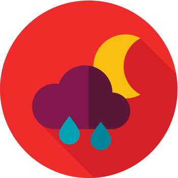 Rain Cloud Moon flat icon. Sleep dreams symbol. Meteorology. Weather. Vector illustration eps 10