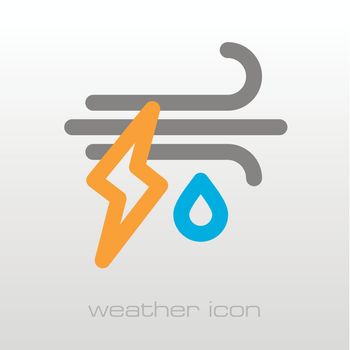 Wind Rain Lightning outline icon. Meteorology. Weather. Vector illustration eps 10